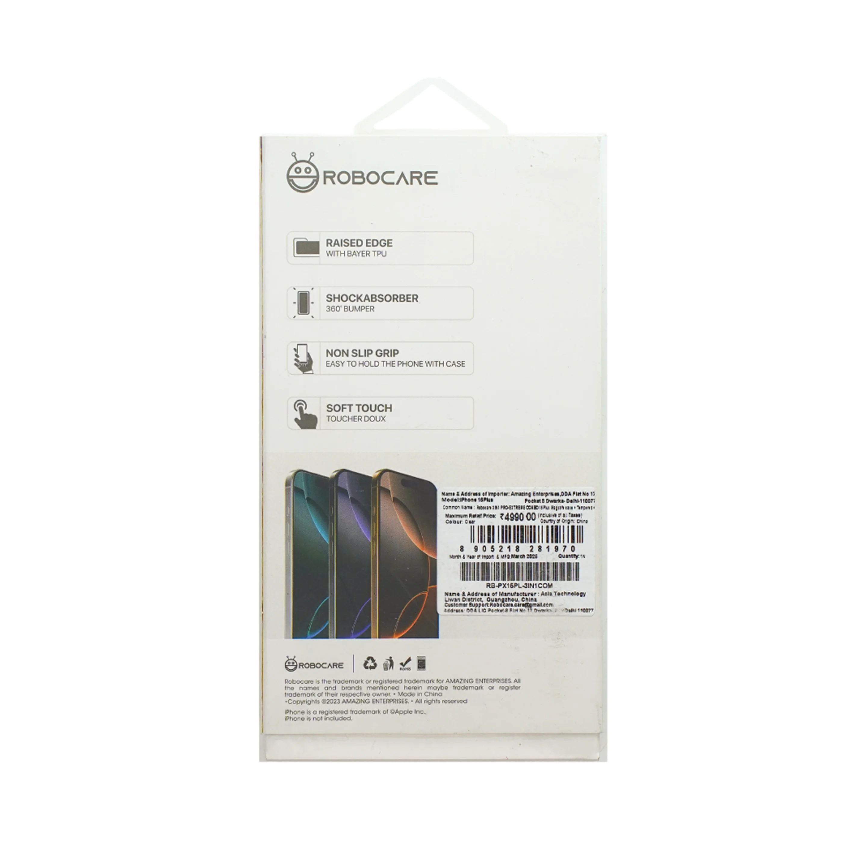 Robocare iPhone 15 Plus MagSafe 3-in-1 Protective Combo Case with Camera Lens Guard and Screen Protector - Image 3