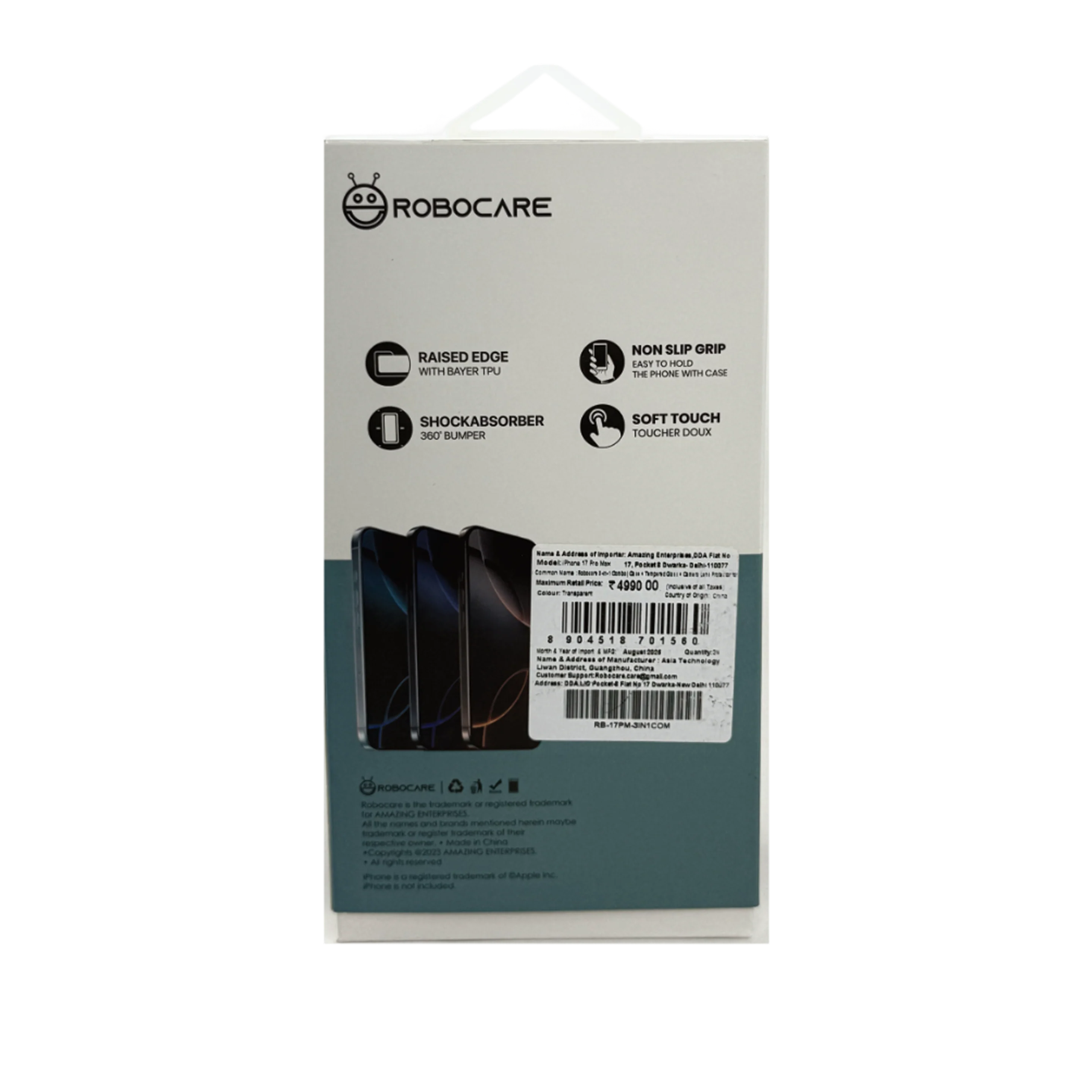 Robocare iPhone 17 Pro MagSafe 3-in-1 Protective Combo Case with Camera Lens Guard and Screen Protector - Image 3