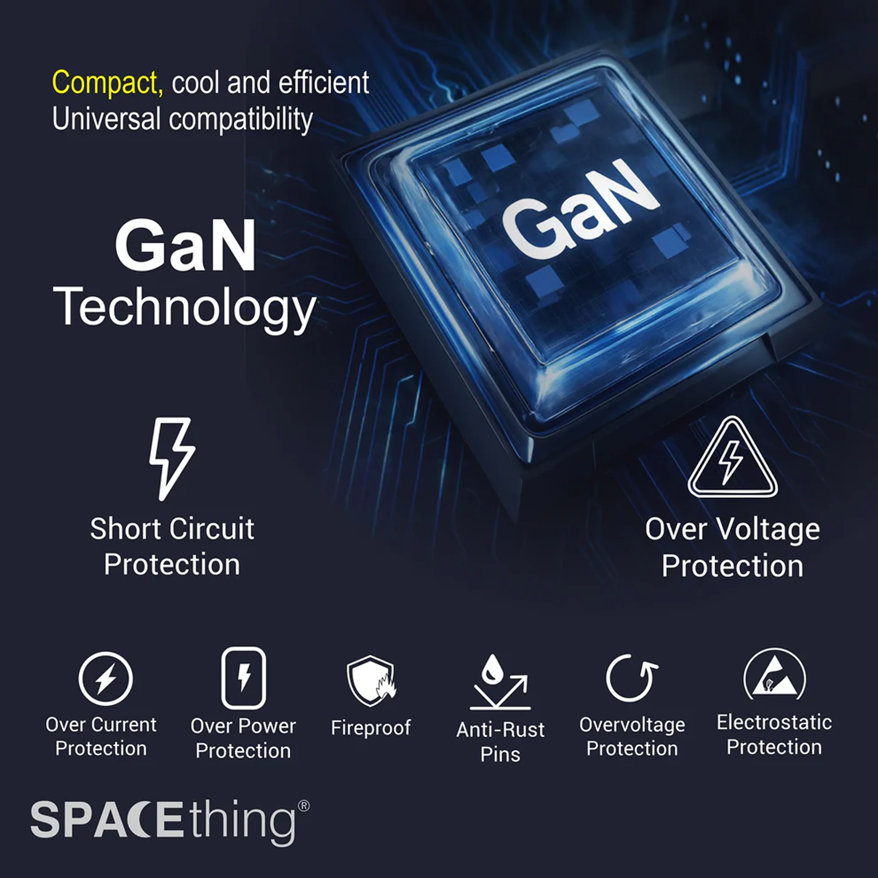 SPACEthing 20W GaN World Travel Charger with Universal Adapter – Black - Image 3