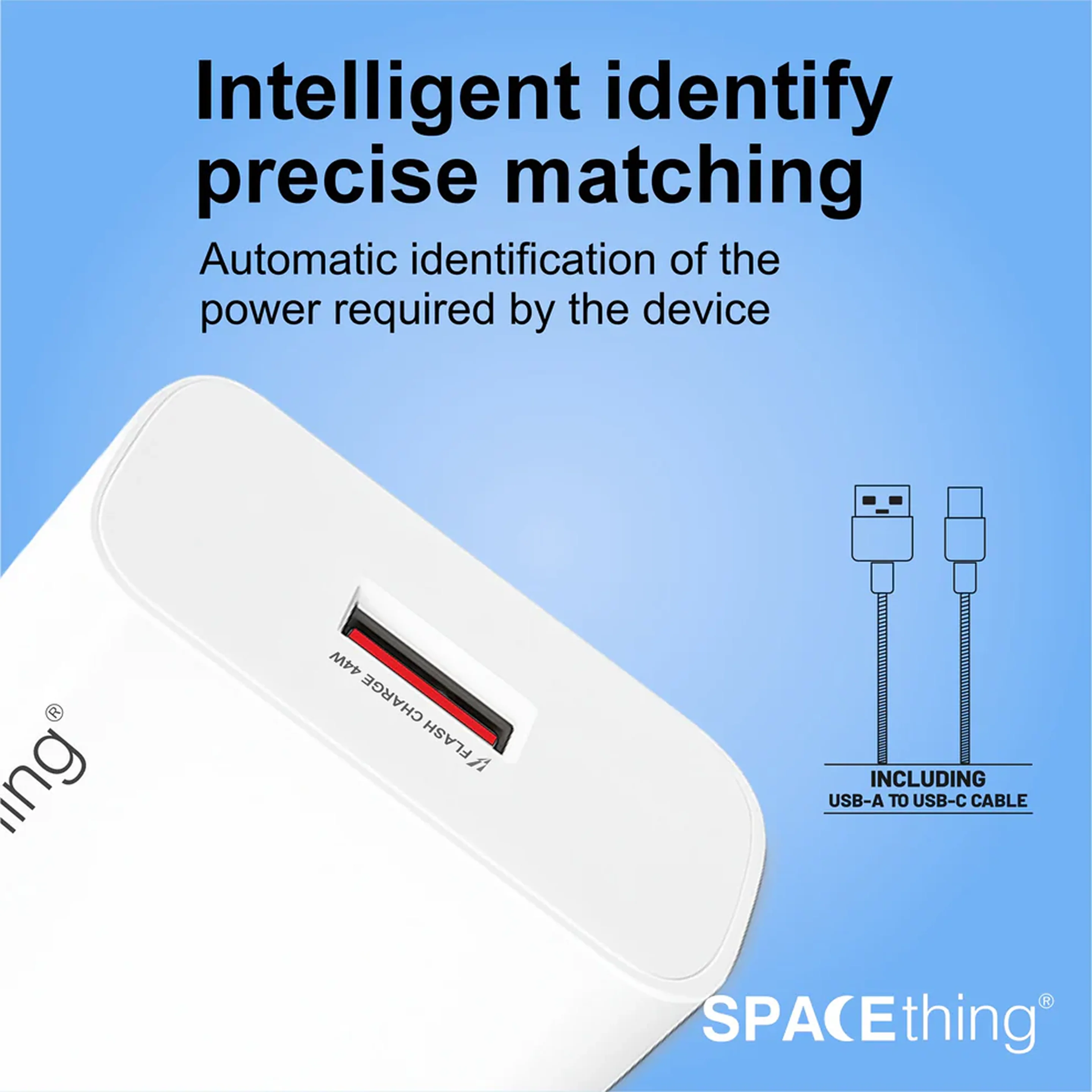 SPACEthing Flash 44W Wall Charger with USB to Type-C Cable – White - Image 4