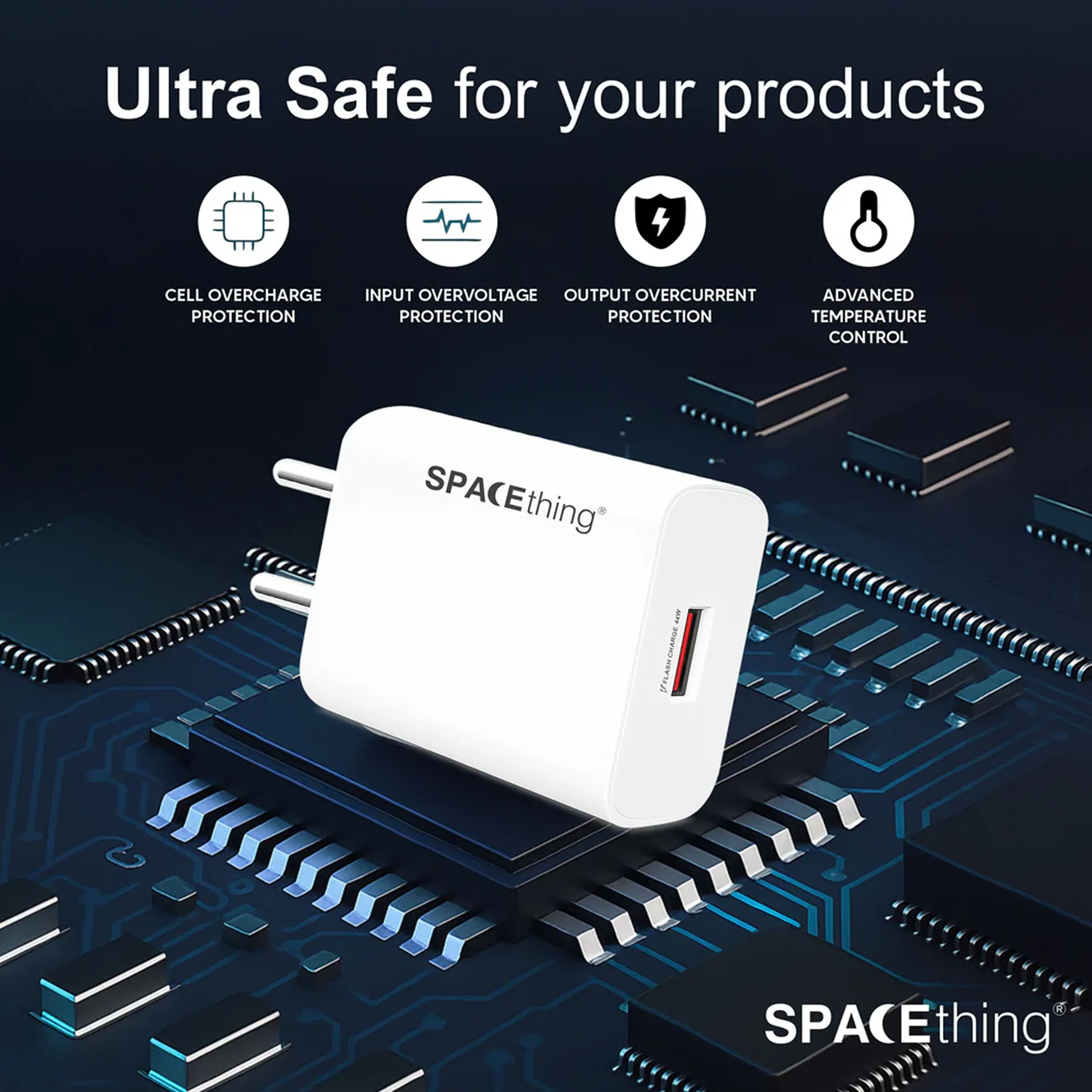 SPACEthing Flash 44W Wall Charger with USB to Type-C Cable – White - Image 6