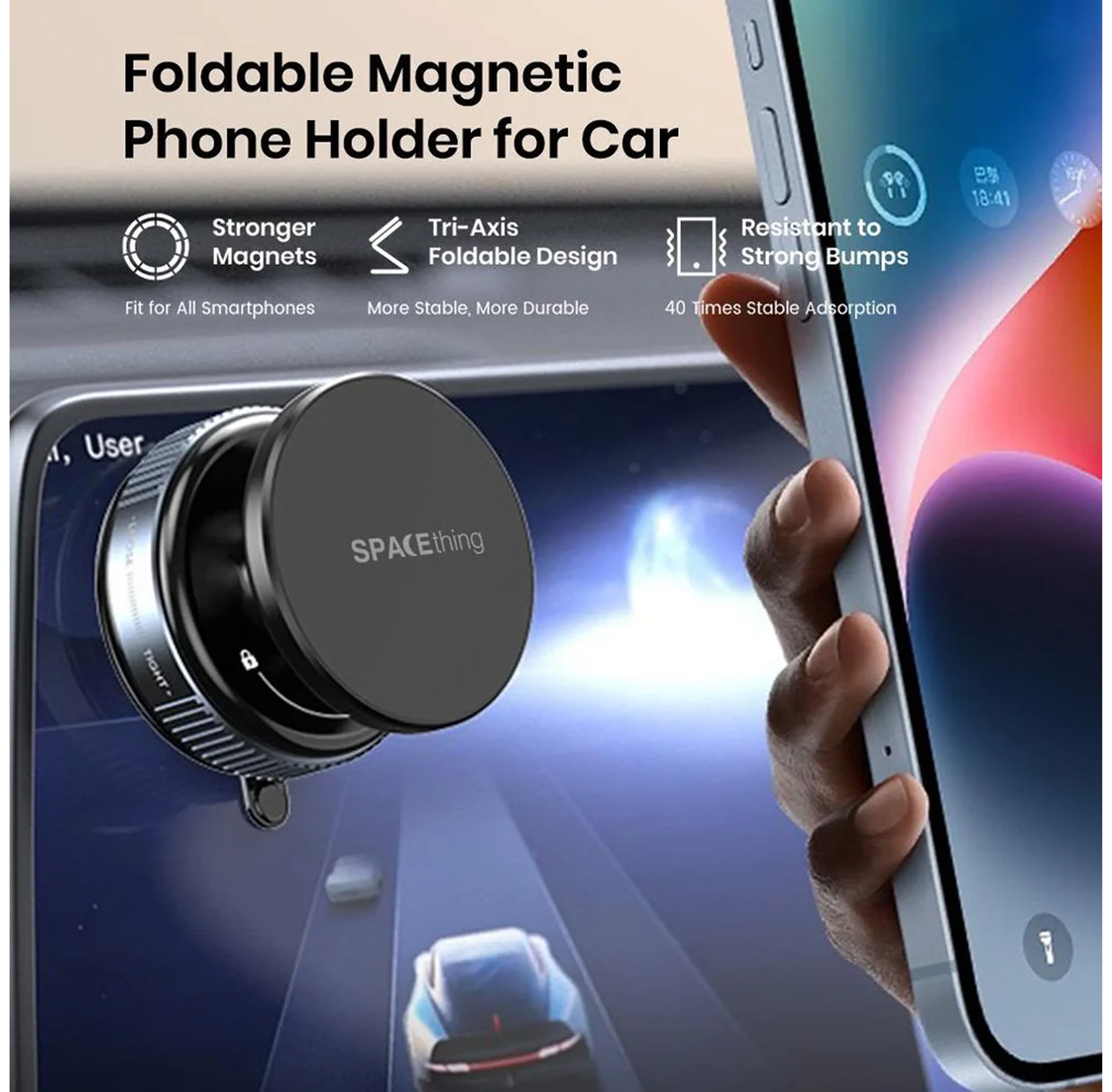 SPACEthing MagHold Vacuum Magnetic Car Holder – Black - Image 5