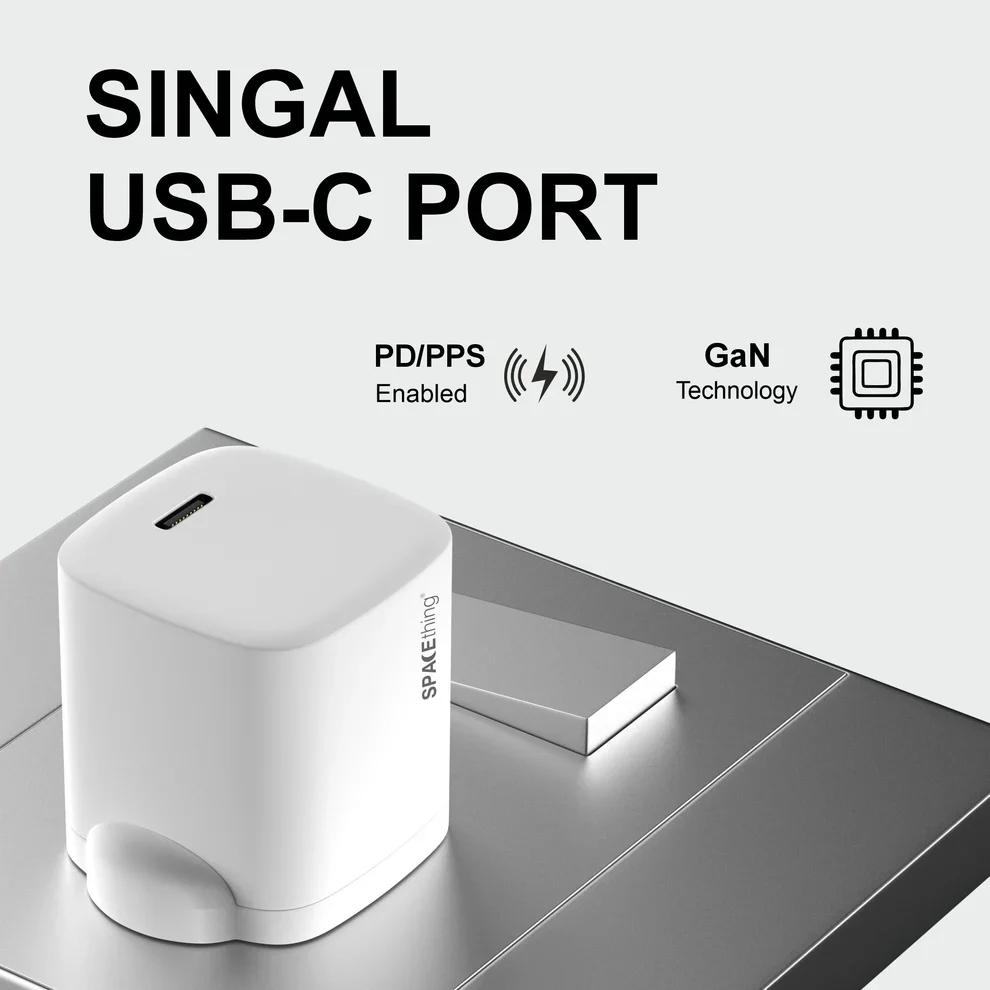 SPACEthing Nexio 20W Wall Charger (USB-C PD Fast Charger) – White - Image 4
