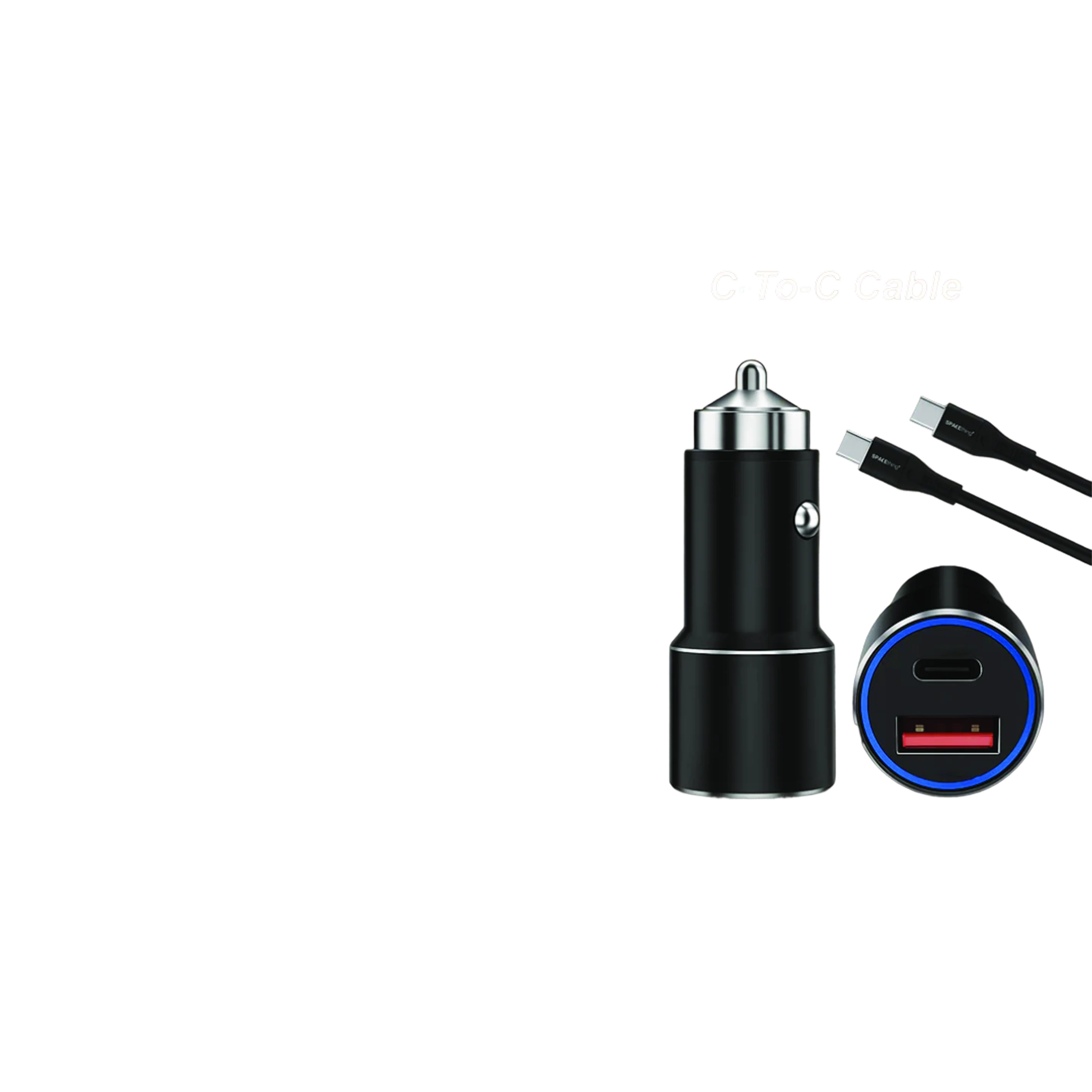 SPACEthing Speedo Car Charger PD 55W (with USB-C to USB-C 1.5 m Cable) – Black - Image 4