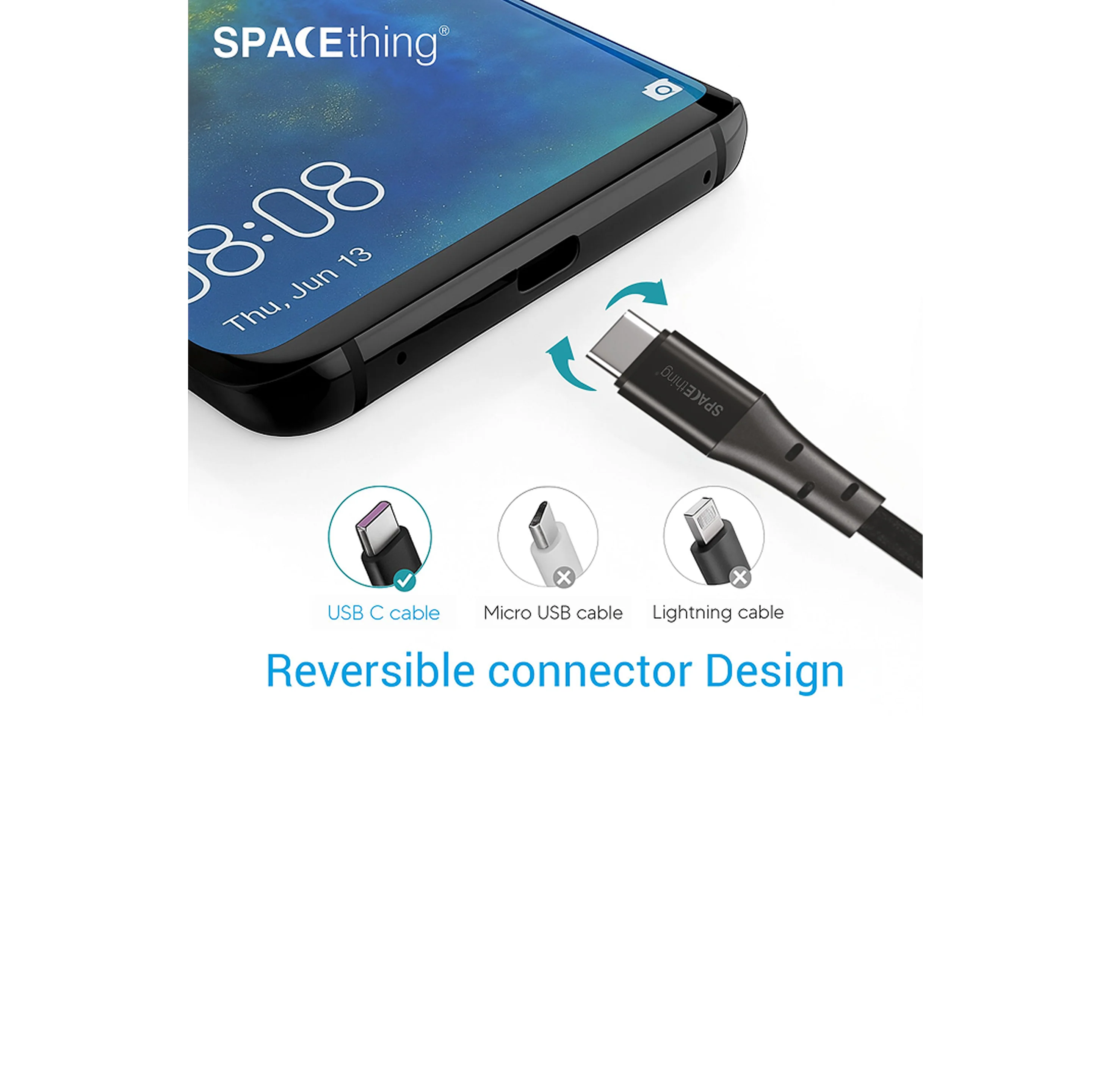 SPACEthing Swift USB to Type-C Cable 1.2m – Black - Image 4